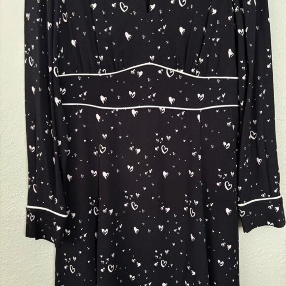 NWT Parker black white heart Kaylin mini fit and flare dress 50s 8 - Picture 5 of 13